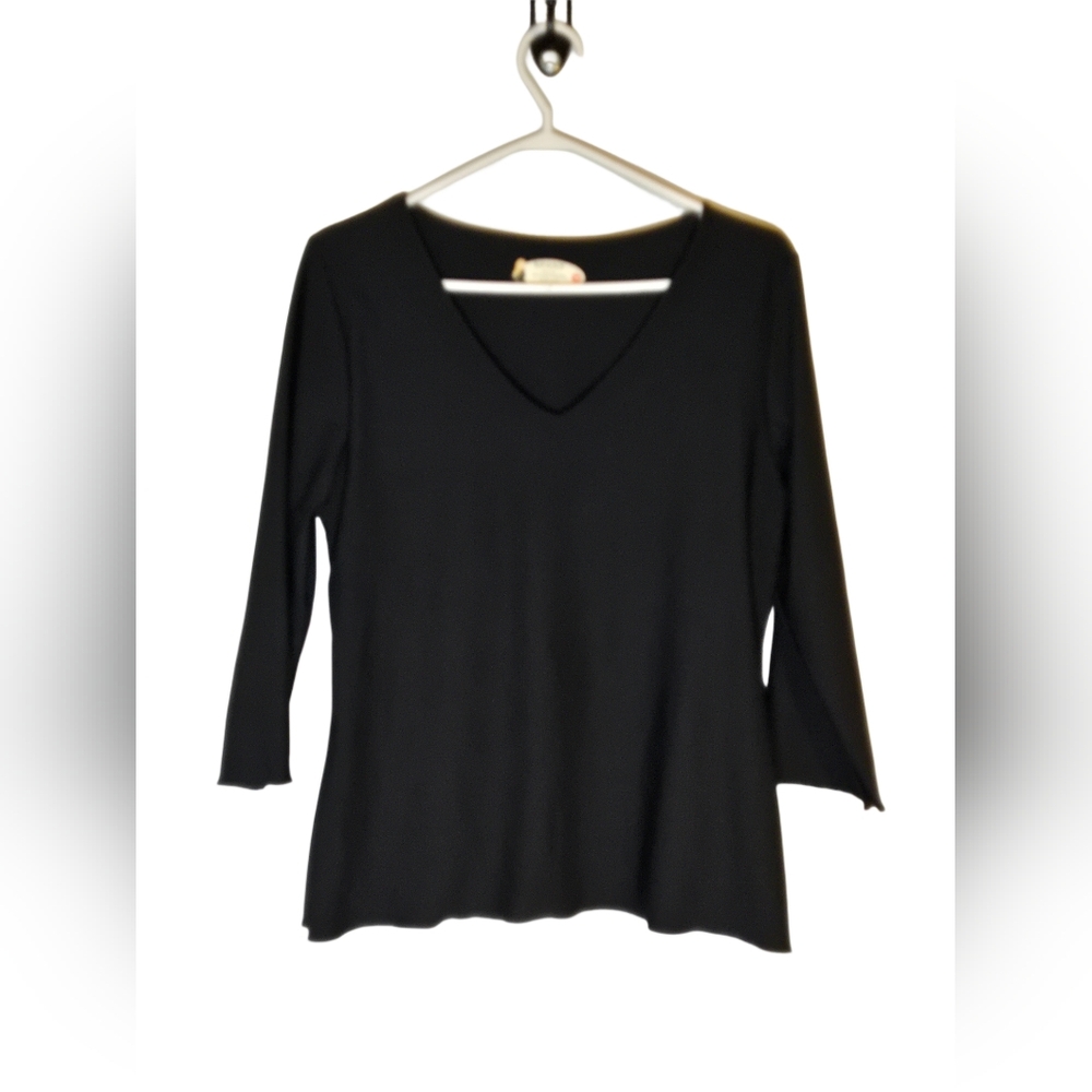 Spanx Black V-Neck Shaping Top w/ Built-In Nude Panel Tummy Cpntrol Size M‎ - Picture 1 of 5